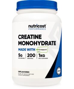 Nutricost Creatine Monohydrate, Made with Creapure®,5G Per Serving,200 SERVINGS | 1KG Per Container - Unflavored Nt WT 35.7 OZ (2.2 LB ) (1 KG ) Dietary Supplement