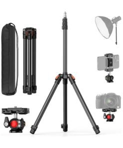 TONEOF 210cm Photography Light Stand(Lights not included), 83in/6.9ft Camera Tripod Stand with Ball Head, Reversible Portable Phone Tripod, Studio Lighting Tripod for Camera/Phone/Flash/Webcam/StrobeLight/Projector/Softbox