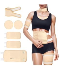 XiuWoo 6 Piece Reusable Organic Cotton Pack Kit Adjustable Elastic Strap Compress Packs Castor Oil Pack Wrap for Neck Waist Chest Knee Women