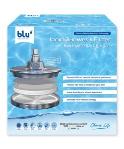 Blu Rain Shower Filter and Shower Head for Skin and Haircare Removes Chlorine and Harmful Pollutants Prevent Hair Loss and Moisturize Your Skin Chrome Plated 20.2x20.2x11.2cm