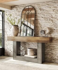 Alternative view of Yanara 160cm Console Table, Large Narrow Entryway Table for Living Room, 2-Tier Farmhouse Entryway Table Behind Couch, Wooden Hallway Foyer Table with Heavy Duty Base