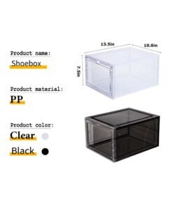 Alternative view of ARNOTEC Transparent Stackable Shoe Box Set of 3 with Magnetic Clear Door – Drop Front Sneaker Storage Organizer, Durable Plastic Shoe Boxes, Easy Assembly, Fits up to US Size 12