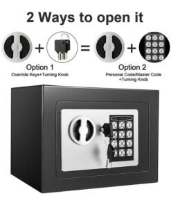 Hihonor Security Safe, Digital Keypad Safe, Steel Alloy Safe, Store Documents, Cash, Jewelry, Suitable for Home/Office/Hotel (Black)