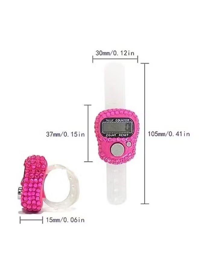 YJ 4 Pcs Finger Counters - 5 Digital LED Electronic Finger Counter, Mechanical Manual Clicker Number Lap Tracker Tally Counter with Bling Design Mini Ring Stick Counter Multicolour - Image 2