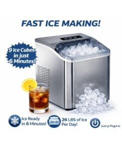 XVersion Portable Ice Maker Machine for Home & Office – Countertop Bullet Ice Maker, 12KG Daily Ice Production, 9 Ice Cubes in 6–8 Minutes, Stainless Steel, Fast & Energy Efficient Ice Machine