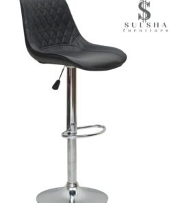 SULSHA Modern Height Adjustable Chair , Bar Chair , Bar Stool Set Leather Padded Stool BLACK/Silver