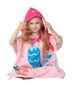 HOOKOR Kids Bath Towel for 1-6 Years Toddler, Kids Hooded Towel, Microfiber Bath Towel Super Soft Robe Poncho Bathrobe, kids Swimming Beach Holiday Water Playing Pool Bath Coverups (Pink Mermaid)