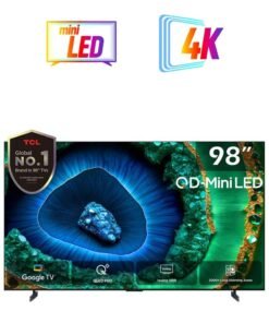 TCL Television 98 Inch Smart TV 4K QD-Mini LED HDR  Google TV, 3500nits, ONKYO 2.2.2ch, 144Hz VRR+240Hz DLG, Imax Enhanced, Ultra-slim Design - 1 Year Warranty (2024 Model) 98C855 Black