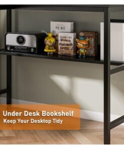 Alternative view of FAMAPY U shaped desk,computer desk with bookshelf layer,large desktop office desk gaming table180*100*75cm