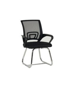DANUBE HOME Herald Visitor Chair Comfortable Visitor Seating for Office, Modern Conference Chair, Stylish Reception Chair, Ergonomic Guest Chair with Durable Upholstery for Waiting Room - Black