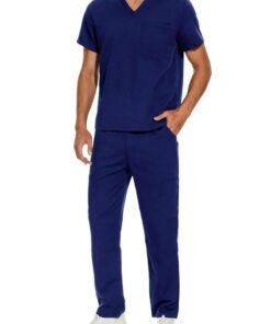 GUDOO Womens Men Medical Scrubs Set Unisex Scrub Top and Scrub Pant Set Medical Uniform Scrubs Medical Uniform Set (Navy Blue)