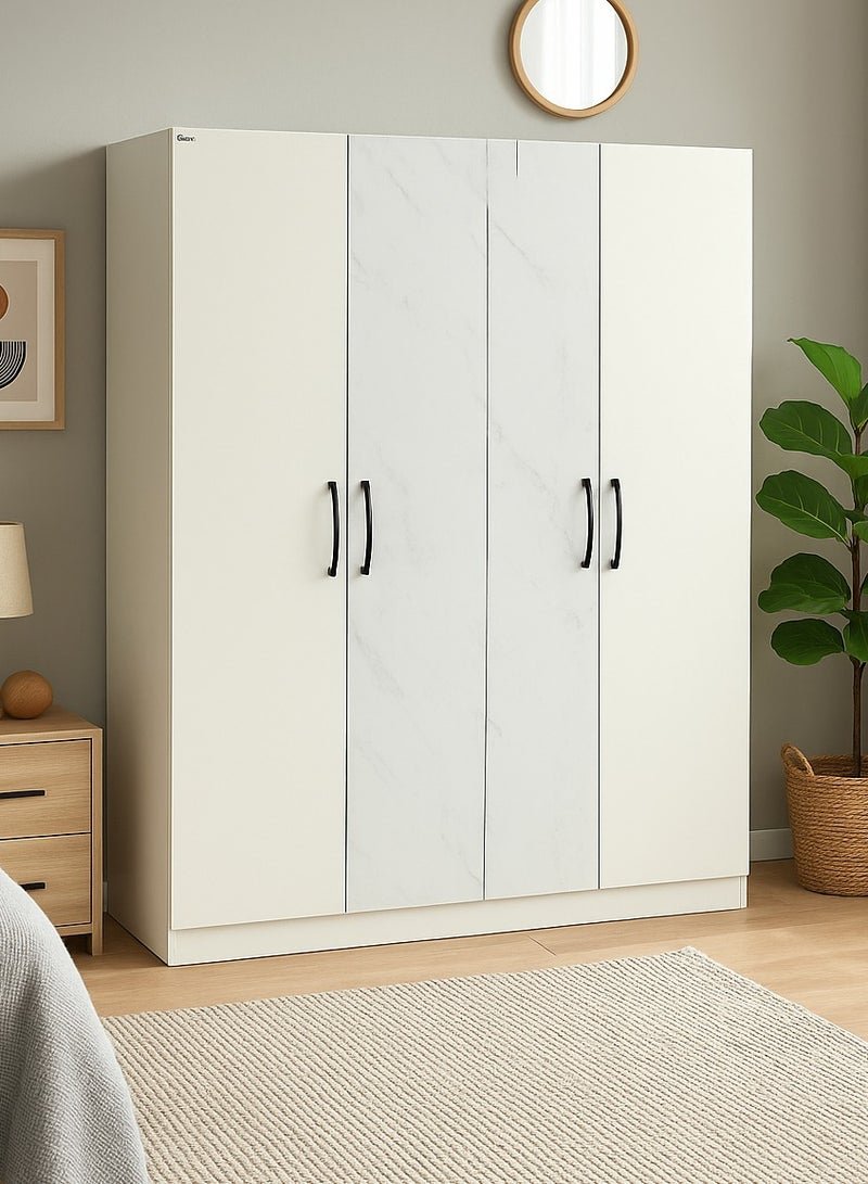 Royaloak Archer 4 Door Wardrobe, MDF Construction, Melamine Finish, Freestanding Bedroom Cupboard – Durable & Modern Storage Cabinet