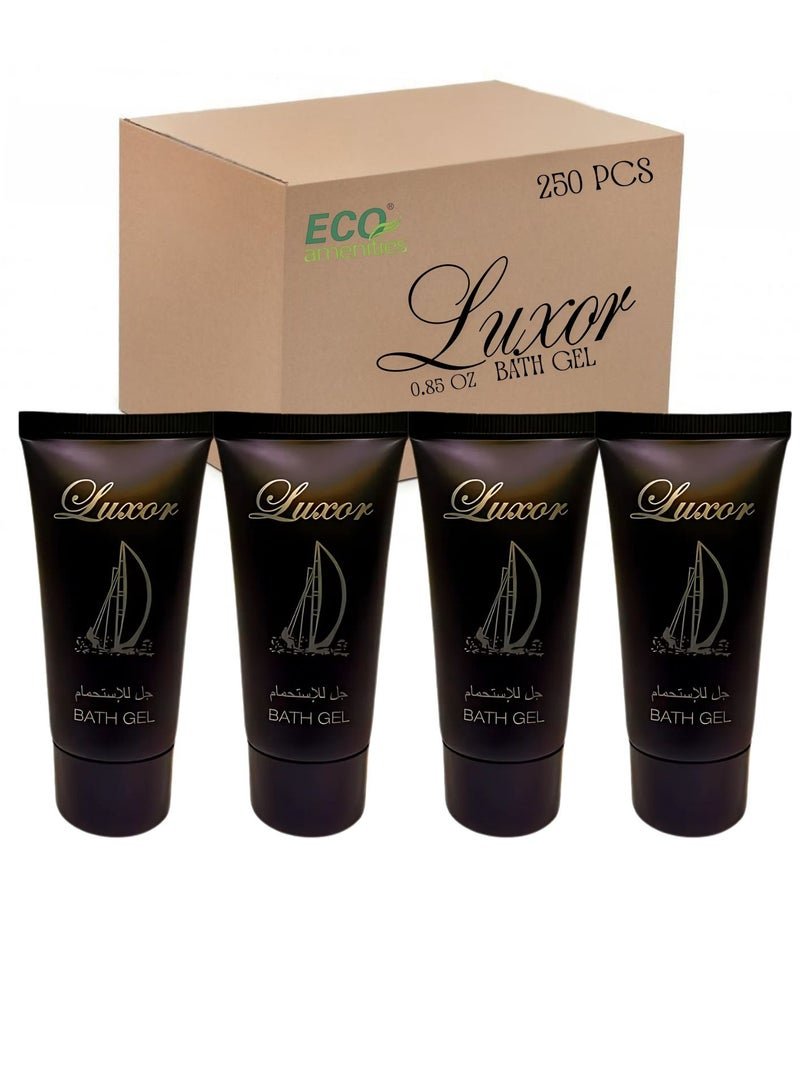 ECO Amenities Luxor Bath Gel 0.85 oz. – Bulk Hotel Amenities, Travel Size Shower Gel, Luxury Guest Toiletries for Hotels, Resorts, Airbnb & Spa – Case of 250 Tubes”