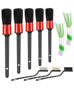 HOMESTAR 10pcs Auto Car Detailing Brush Set Car Interior Cleaning Kit Includes 5 Boar Hair Detail Brush,3 Wire Brush, 2 Air Vent Brush for Cleaning Car Interior Exterior, Dashboard Engines Leather Wheel