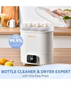 Dxmocos 4-in-1 Baby Bottle Sterilizer and Dryer, Electric Steam Sterilizer with LED Touch Screen, White