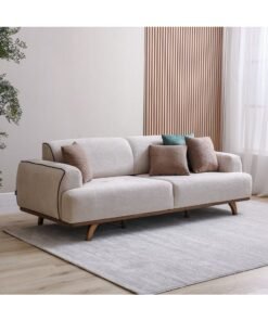 DANUBE HOME Elora 3 Seater Fabric Sofa - Beige | Stylish & Comfortable Living Room Furniture | Durable Wood Frame | Ideal for Home Decor | Size: L229xW97xH80cm | 2-Year Warranty