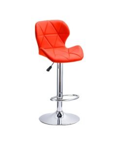 Bar Stools Height Adjustable, PU Leather Padded Barstool with Back and Footrest, Counter Height Swivel High Chair for Kitchen and Dining (Orange)