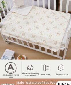 DUNISO Baby Waterproof Bed Pad Bed Wetting Pads Washable Mattress Protector Pads for Baby Reusable Incontinence Underpads Toddler Potty Training Pads Baby Waterproof Pad Mat 80*100cm