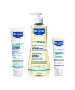 Mustela Stelatopia Emollient Face Cream 40 ML, Stelatopia+ Lipid-Replenishing Cream 150 ML, Stelatopia Cleansing Oil 500 ML