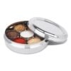 Ayda Spice Box Curved Bottom Container With 7 Compartments, Stainless Steel Masala Box 16.5 cm