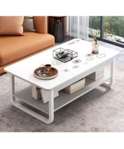 keke White Marble finish Top 2 Tier Modern Living Room Home Sofa Table 100 Cm