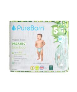 PureBorn Eco Organic Bamboo Size 5 Nappies 11-18kg Hypoallergenic And Chemical-Free Comfort 22 Diapers