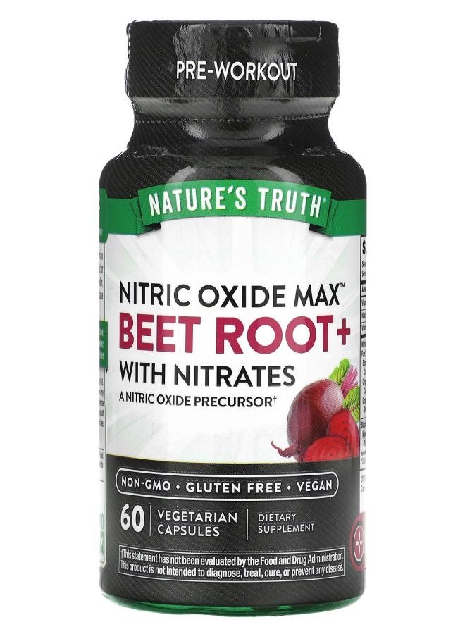 Nature's Truth Nitric Oxide Beet Root+ with Nitrates 60 Vegetarian Capsules