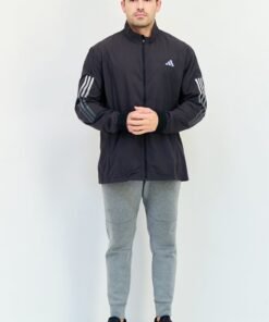 Adidas Men Sportswear Fit Long Sleeve Running Jacket, Black - Image 4