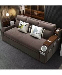 AWD Modern Extendable 2 in 1 Sofa Bed with Side Pockets, Daybed with Bottom and Side Storage, USB Ports, Bluetooth, Speaker. Sofa Bed for Living Room Bedroom Small Spaces Home Furniture.
