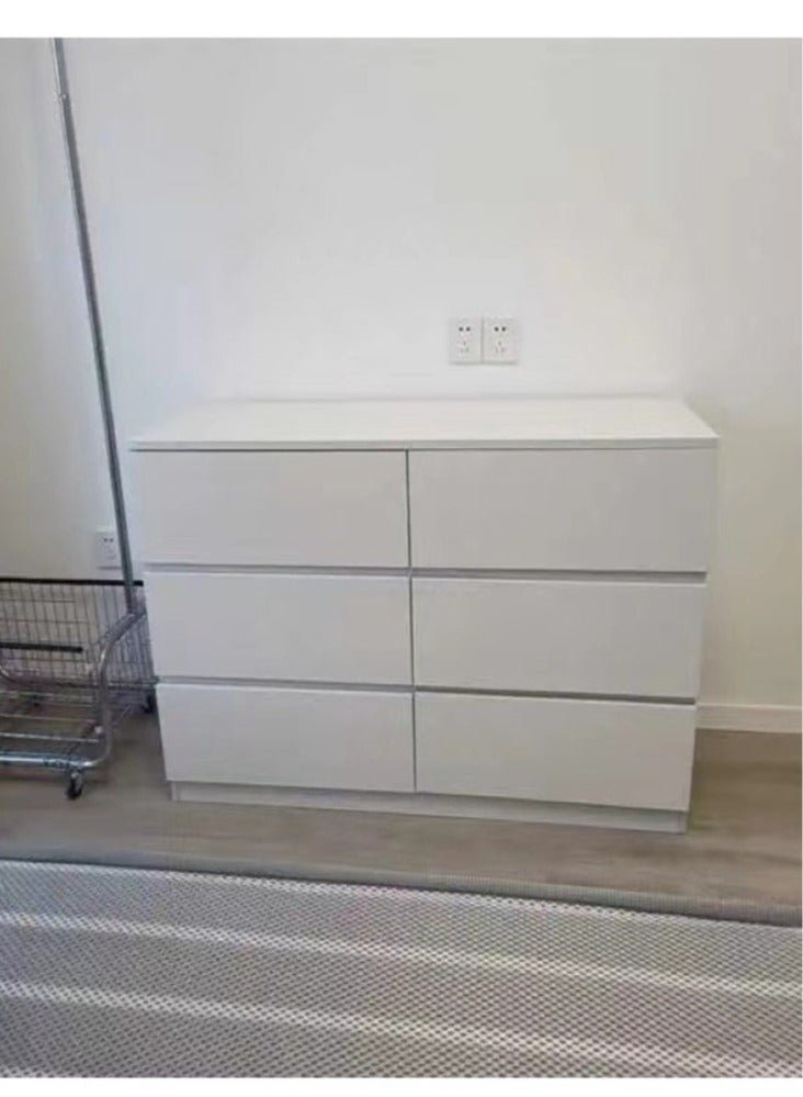 fashionhome Multifunction Modern Style Invisible Handle Design Wooden Chest of 6 Drawers Ample Storage Rack Dispaly Rack Table for Bedroom Living Room Home Furniture 100x40x73 cm