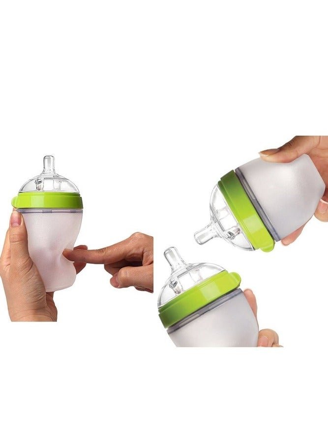 Bebiland 150ml Natural Feel Baby Bottle, Soft and Squeezy, Easy to Clean, Dual Anti Colic Vent Bottle for Baby, Infants and Newborn(Green) - Image 4