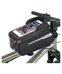 Waterproof Pouch Bike Bag Bicycle Bag Front Handlebar Frame, Touch Screen Mobile Phone Mount Holder Basket with Storage up to 6.5"