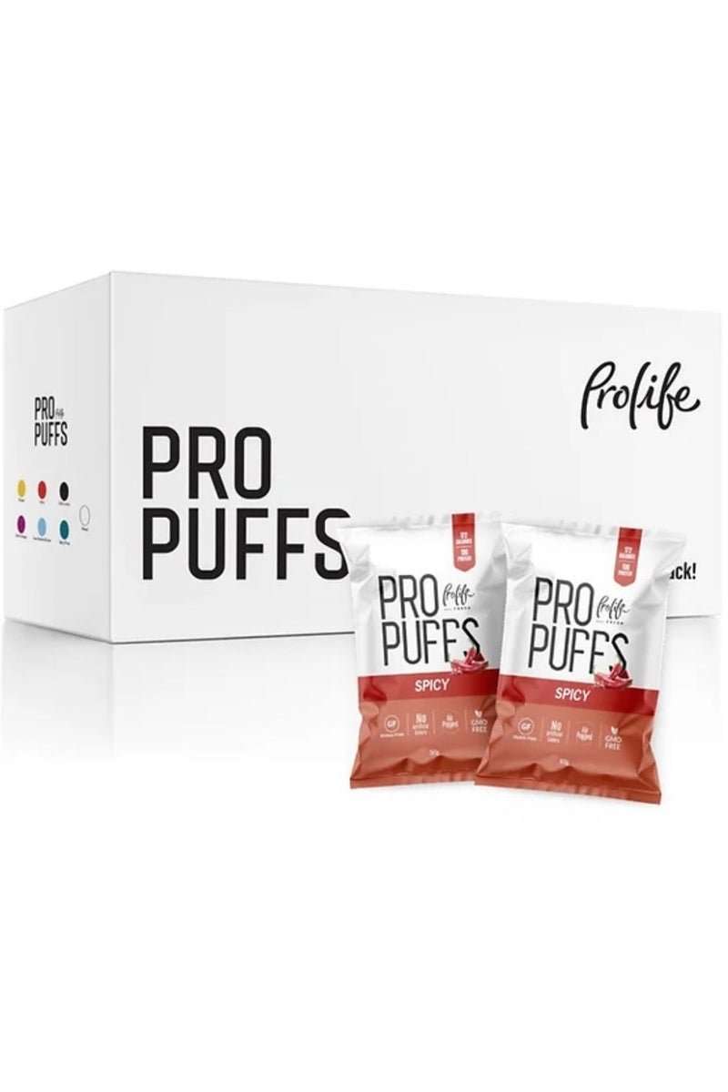 Prolife Pro Puffs – Spicy Flavour, High Protein Snack, 20 Pack x 50g