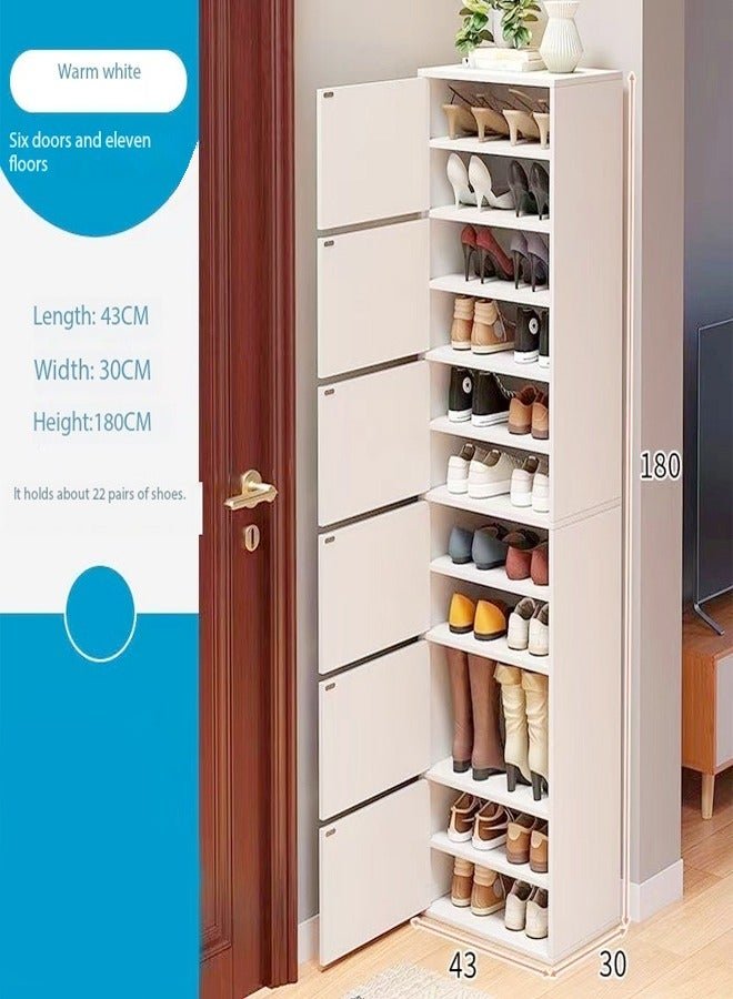 fashionhome Multi-layer Standing Cupboard with Shelf Dust-proof Storage Shoe Rack Simple Shoe Cabinet With Narrow Doorway Entrance Large-capacity Shoe Organizer for Living Room Home Office 43x30x180 cm