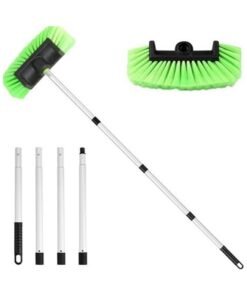 HALAMODO Five-Sided Car Wash Brush with Long Handle，Soft Bristle Scrub Cleaning Mop with Extendable Handle for Car, SUV, Truck, Caravan, Boat, House Siding, Sweep Snow 62”/157cm