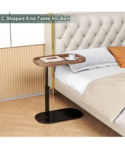 Alternative view of XiuWoo C Shaped Side Table Adjustable Height, 360°Swivel C Shaped End Table, Couch Side Tables That Slide Under, Small Coffee C Table End Table for Sofa Bed Bathtub, Rotating Elevate Tabletop (Beige)