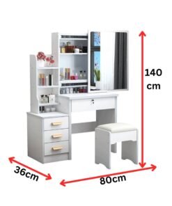 TRADE BAY Vanity Desk Chair Set with Mirror: Makeup Table with Stool Dressing Table with Storage Drawer Shelves Vanity Table with Lots Storage for Bedroom (White)