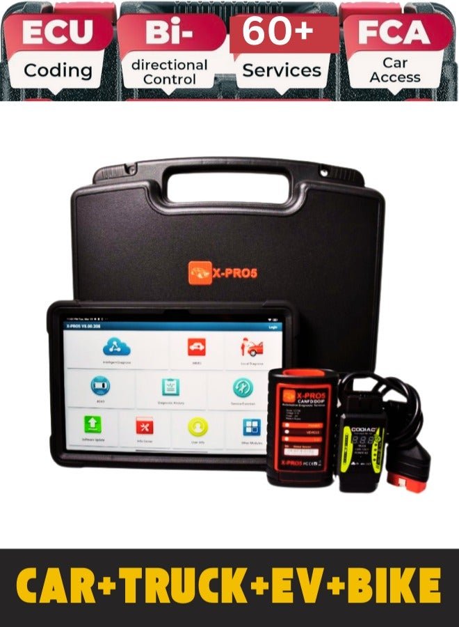 X-PRO5 Automotive OBD Diagnostic Computer All in One For Car/Trucks/EV/Heavy Duty Trucks/Motorbike, 2 Years Update With Online Repair Software