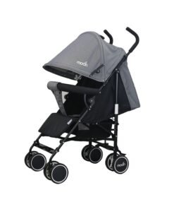 Moon Strek Lightweight Travel Stroller – Umbrella Fold, Multi-Recline, Storage Basket, Compact And Travel-Friendly, 0m+ to 18kg – Black + Grey Dots