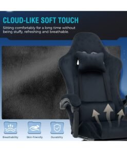 ACPLAY Ergonomic Gaming Chair with Footrest, High-Back Design, Adjustable Recline, Breathable & Comfortable Fabric, Lumbar Support, Large Size for Adults