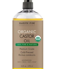 Majestic Pure Organic Castor Oil | 473 ML Large | Cold Pressed & 100% Pure | Hexane Free | Stimulate Growth for Hair, Eyelashes, Eyebrows, Nails | Moisturizing & Nourishing | Body, Hair & Carrier Oil |