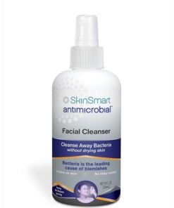 SkinSmart Antimicrobial SkinSmart Facial Cleanser for Acne, Targets Bacteria for Active Teenage Athletes Post Workout and Adult Acne, 8 oz Spray Bottle, Safe for Multiple Daily Uses