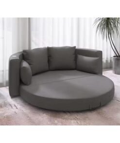 Foldable Velvet Sofa Bed - Gray 150 x 190 cm