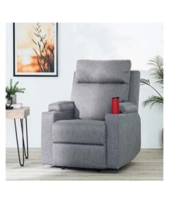 Danube Home Taylor 1 Seater Fabric Power Recliner With Massage Options & Cup Holder Modern Design One Seat Relaxing Chair Comfortable Living Room Furniture L 77 x W 84 x H 104 cm Grey
