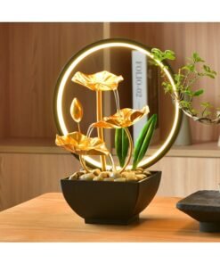 RATSAW Waterfall Fountain Indoor Tabletop Water Fountain Indoor Tabletop Fountain With LED Circle Reflective Lighting Feature Small Waterfall Fengshui Desktop Fountain Zen Decor Meditation Table Fountain for Living Study Tea Room Office Yoga Room Beauty Club