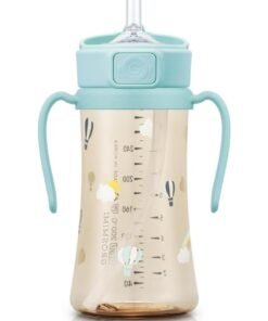 GROSMIMI Flip Top Spill Proof Sippy Cup, PPSU, BPA Free, 10 oz, Stage 2 Straw for Toddlers (Air Balloon)