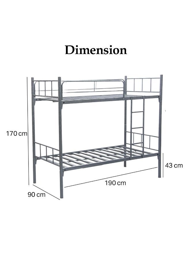Multi Home Furniture Silver Metal Bunk Bed for Kids and Adults with 2 Pieces Mattress – Double Decker Bed Frame with Guard Rail & Staircase Double Bed – Space-Saving Single Bed Frame for Bedroom, Dorm - Image 4