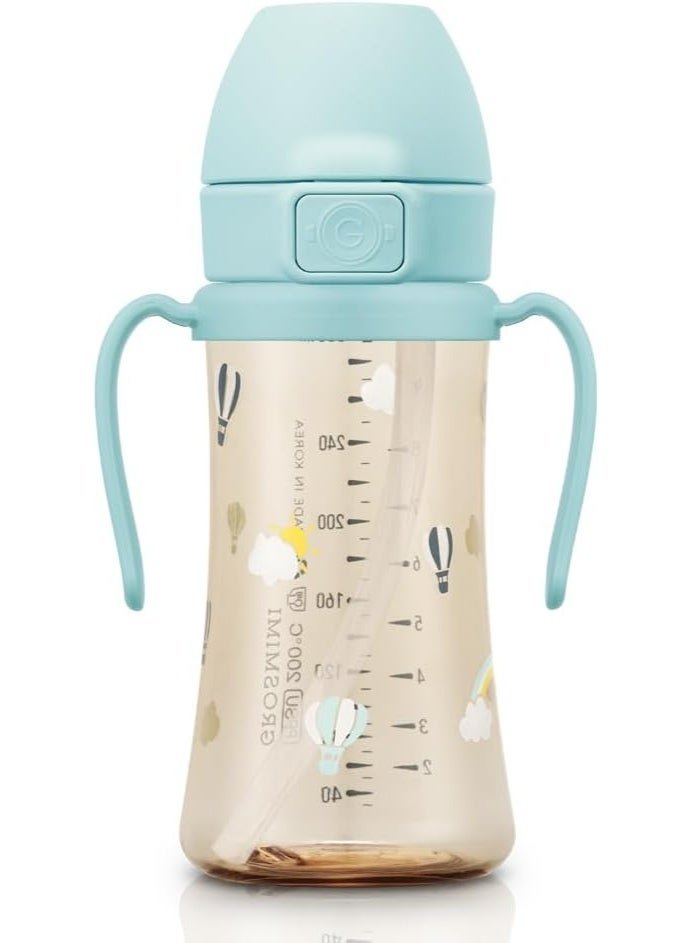 GROSMIMI Flip Top Spill Proof Sippy Cup, PPSU, BPA Free, 10 oz, Stage 2 Straw for Toddlers (Air Balloon) - Image 2
