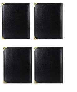 FUTURE X A5 Bill Folder for Restaurant and Hotel with Card and Receipt Holder, Business File Folder, Document Holder, Portfolio/Organizer/Planner (Pack of 4), Black