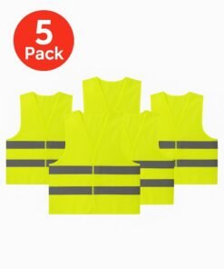 Circuit Green 5-Pack Reflective Safety Vests, High Visibility Lightweight Mesh for Men & Women, Breathable Hi Vis Jackets with 360° Strips, Ideal for Construction, Roadside, Warehouse, Cycling